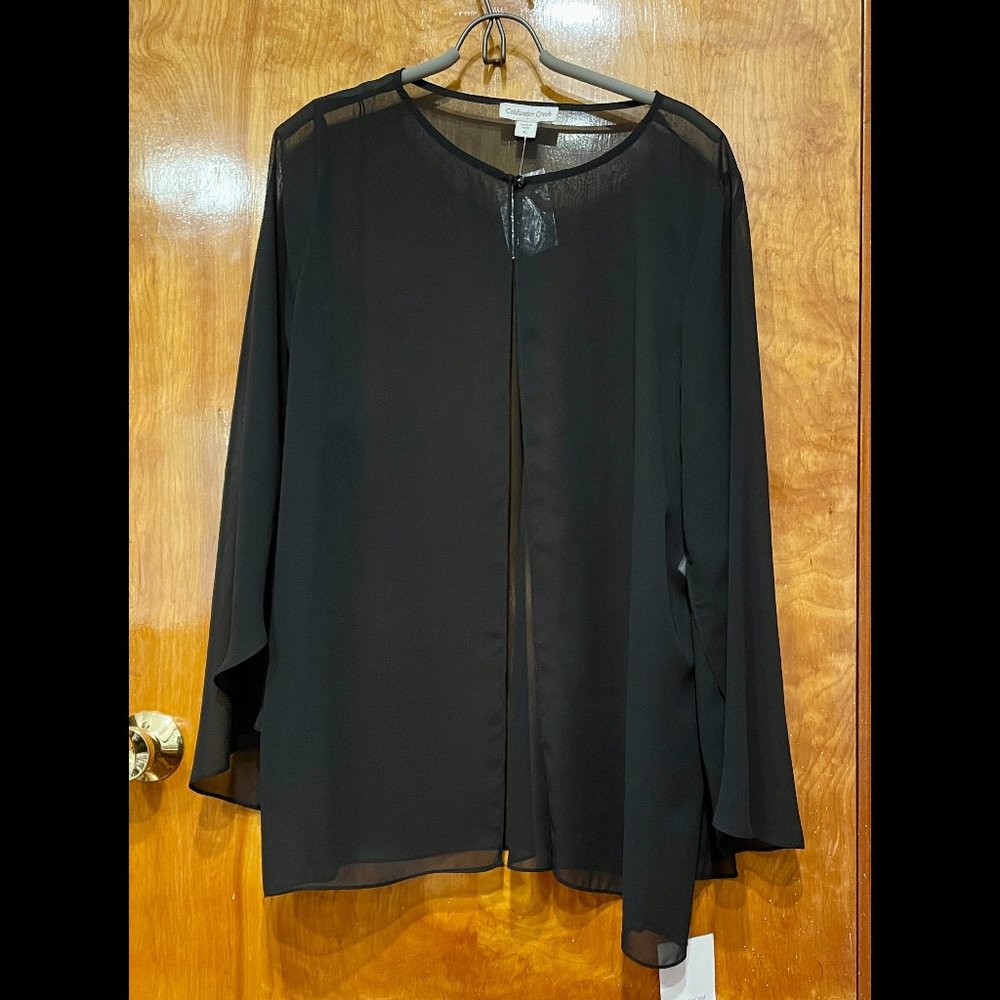 Coldwater Creek Sheer Jacket for Formal Dress, Black, XL, NWT